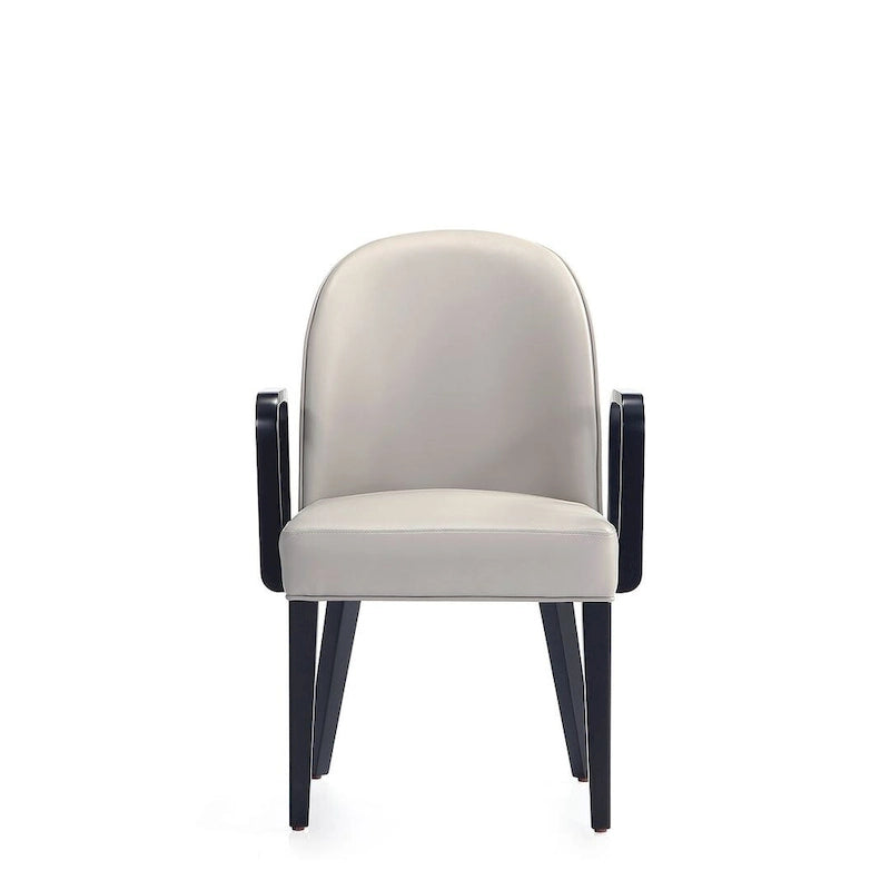 Chaise de salle à manger Hillman moderne en similicuir et velours avec accoudoirs
