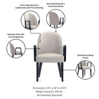 Chaise de salle à manger Hillman moderne en similicuir et velours avec accoudoirs