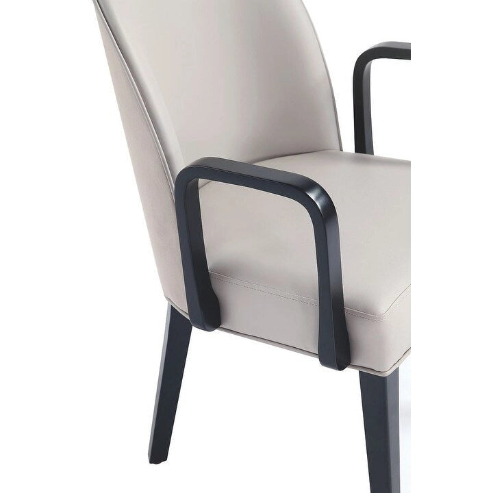 Chaise de salle à manger Hillman moderne en similicuir et velours avec accoudoirs