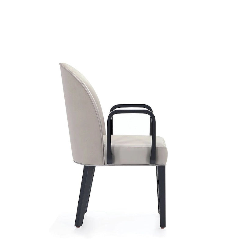 Chaise de salle à manger Hillman moderne en similicuir et velours avec accoudoirs