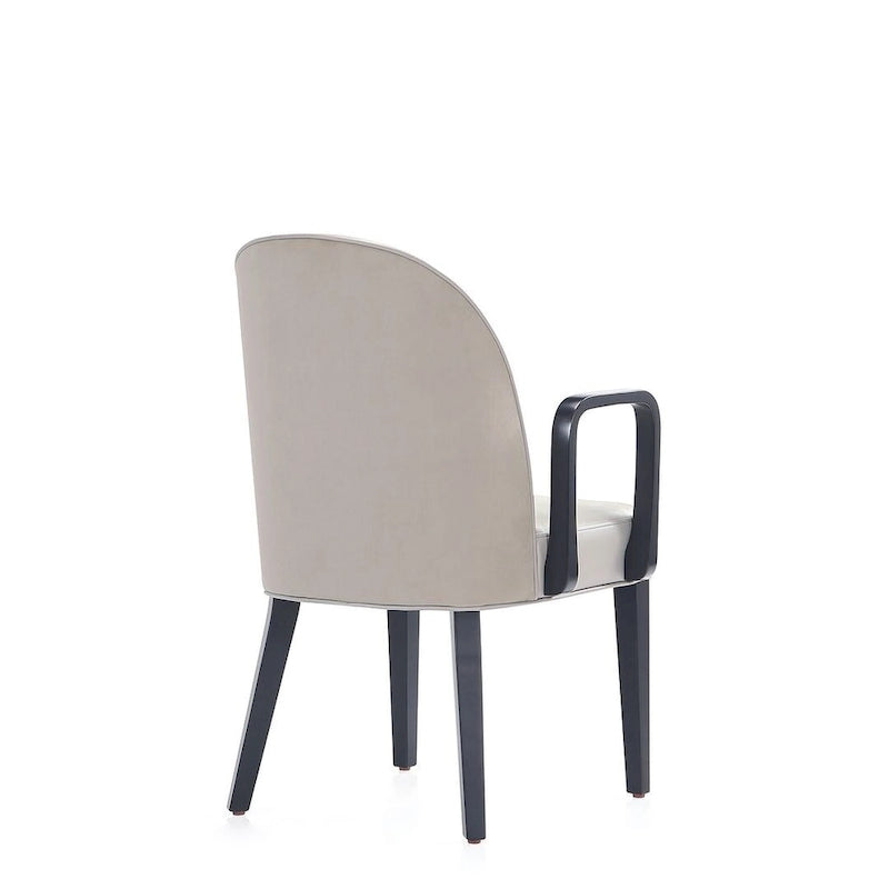 Chaise de salle à manger Hillman moderne en similicuir et velours avec accoudoirs