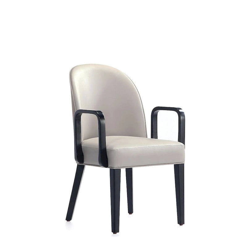 Chaise de salle à manger Hillman moderne en similicuir et velours avec accoudoirs