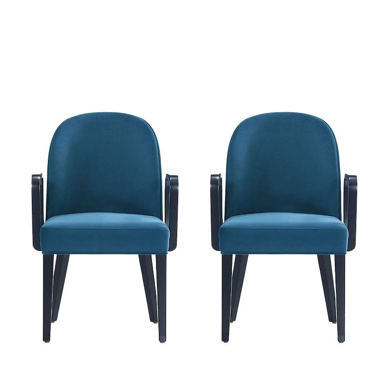 Chaise de salle à manger Hillman moderne en similicuir et velours avec accoudoirs