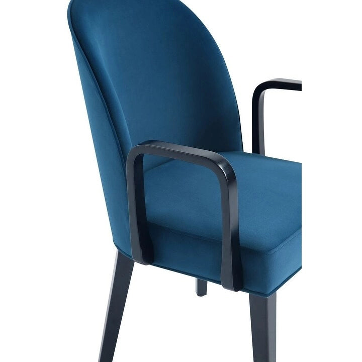 Chaise de salle à manger Hillman moderne en similicuir et velours avec accoudoirs