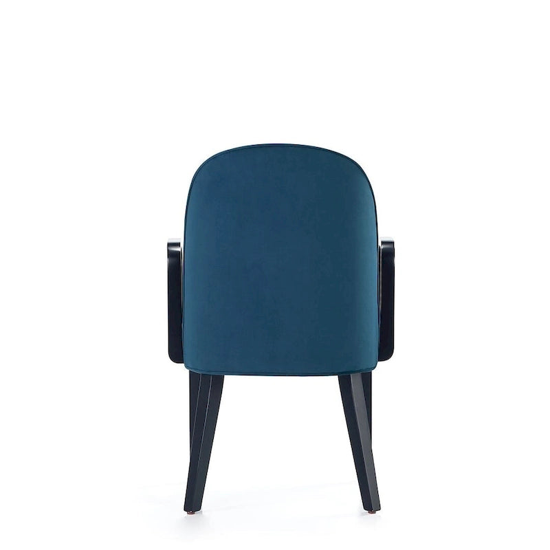 Chaise de salle à manger Hillman moderne en similicuir et velours avec accoudoirs
