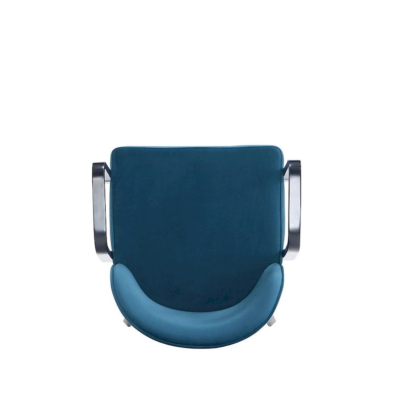 Chaise de salle à manger Hillman moderne en similicuir et velours avec accoudoirs