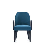 Chaise de salle à manger Hillman moderne en similicuir et velours avec accoudoirs
