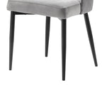 Chaises de salle à manger latérales de 48 cm (19 pouces), lot de 2, dossier haut et incurvé, velours gris, structure en métal noir