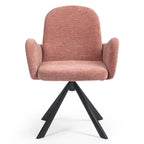 Chaise de salle à manger en lin rose avec pieds en fer noir