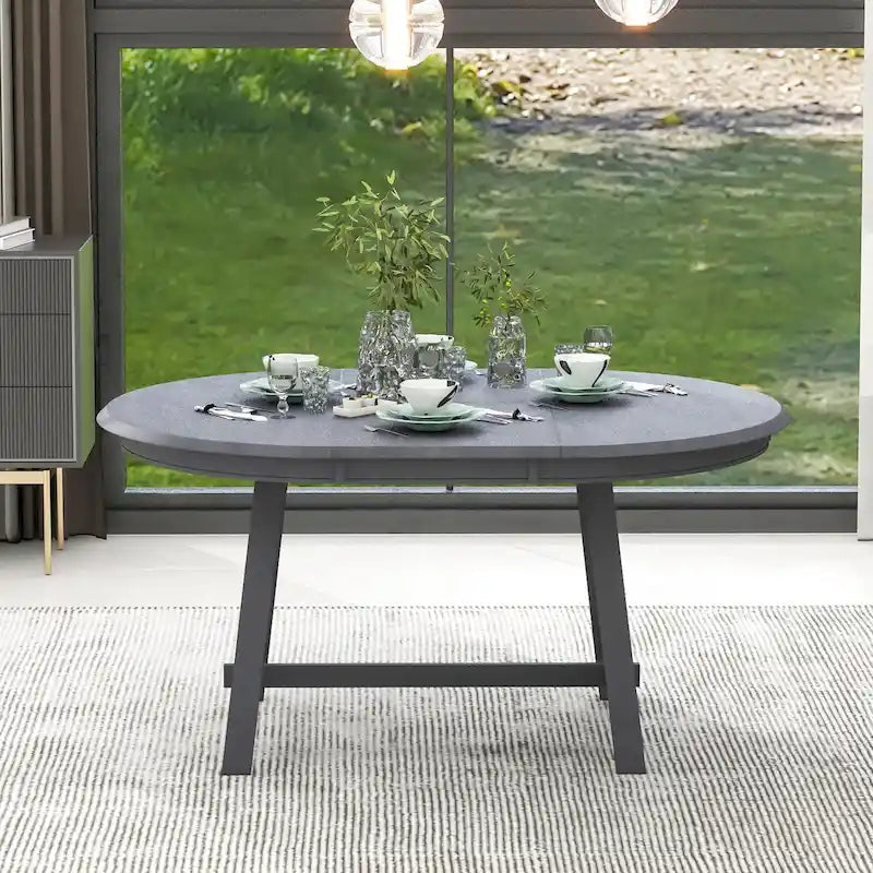 Table à manger ronde extensible en bois