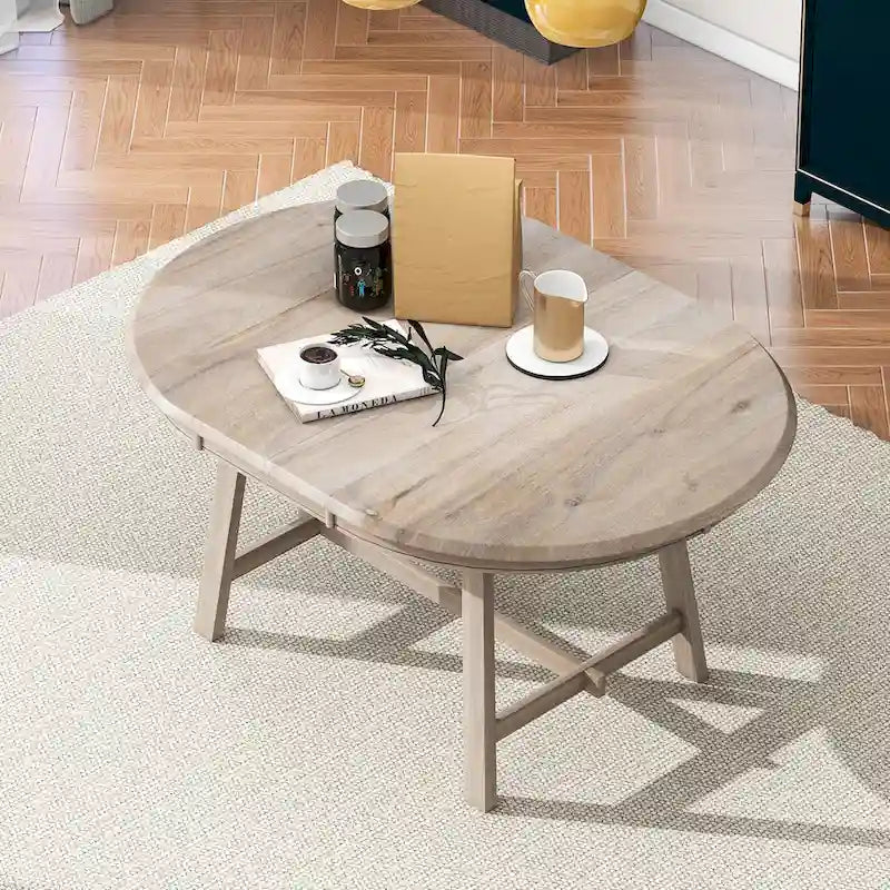 Table à manger ronde extensible en bois
