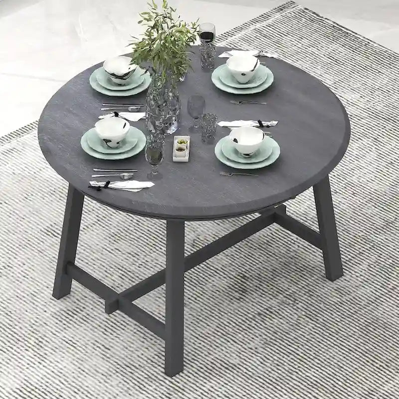 Table à manger ronde extensible en bois