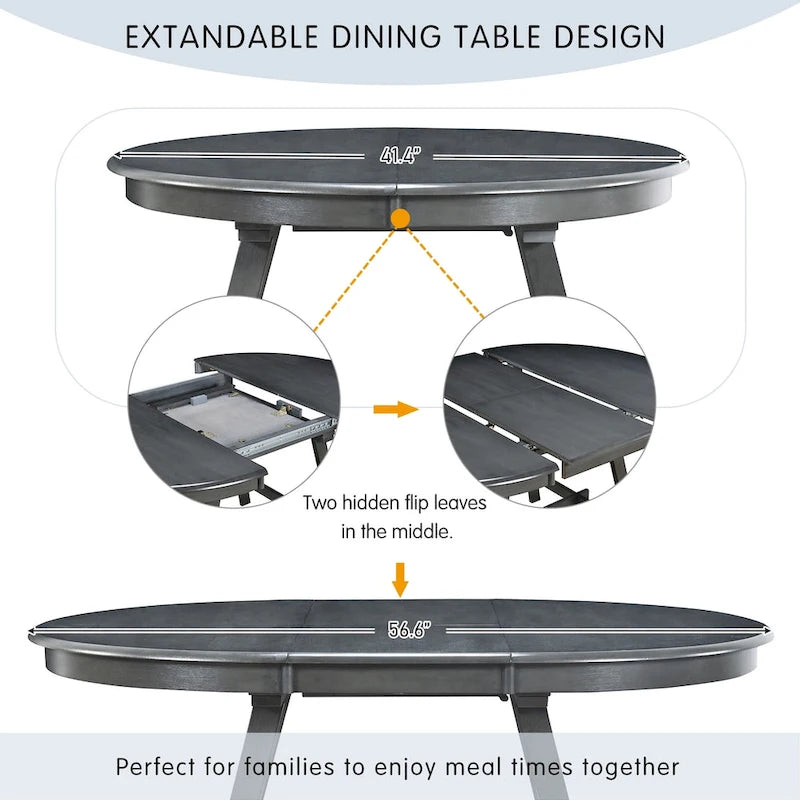 Table à manger ronde extensible en bois