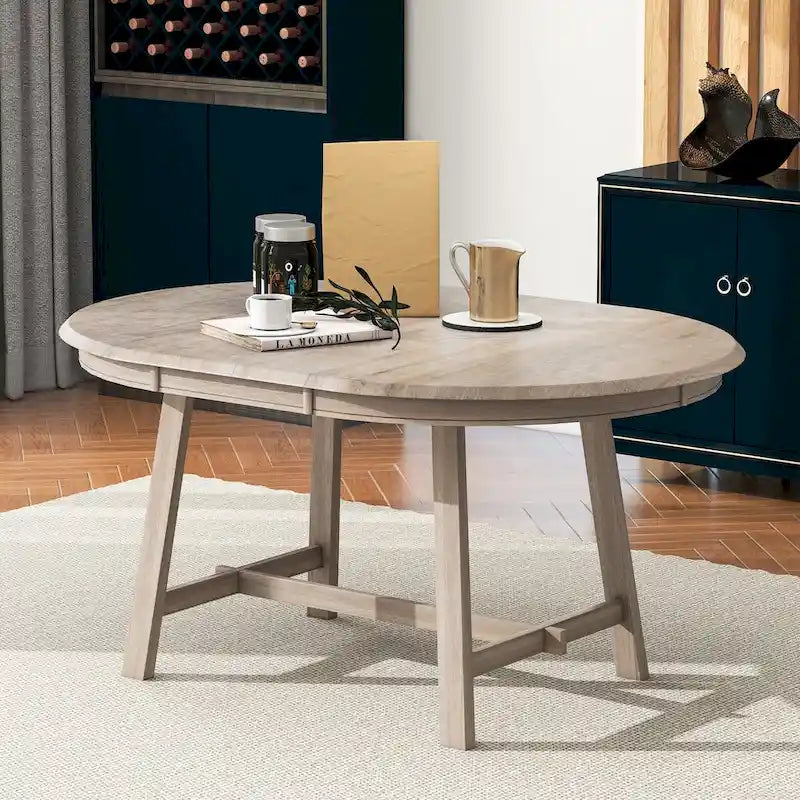 Table à manger ronde extensible en bois