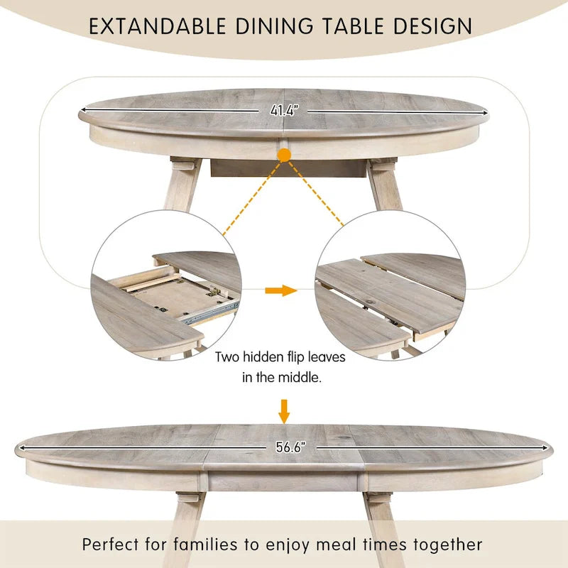 Table à manger ronde extensible en bois