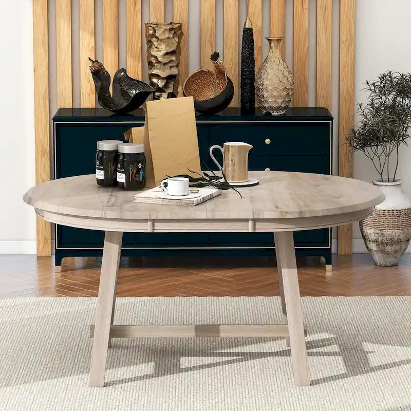 Table à manger ronde extensible en bois