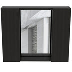 Armoire à pharmacie, double porte, miroir, une étagère extérieure, finition wengé noir