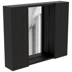 Armoire à pharmacie, double porte, miroir, une étagère extérieure, finition wengé noir