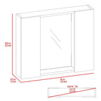 Armoire à pharmacie, double porte, miroir, une étagère extérieure, finition wengé noir